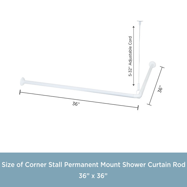 Kenney Twist & Fit 36" Adjustable LShaped Fixed Shower Curtain Rod